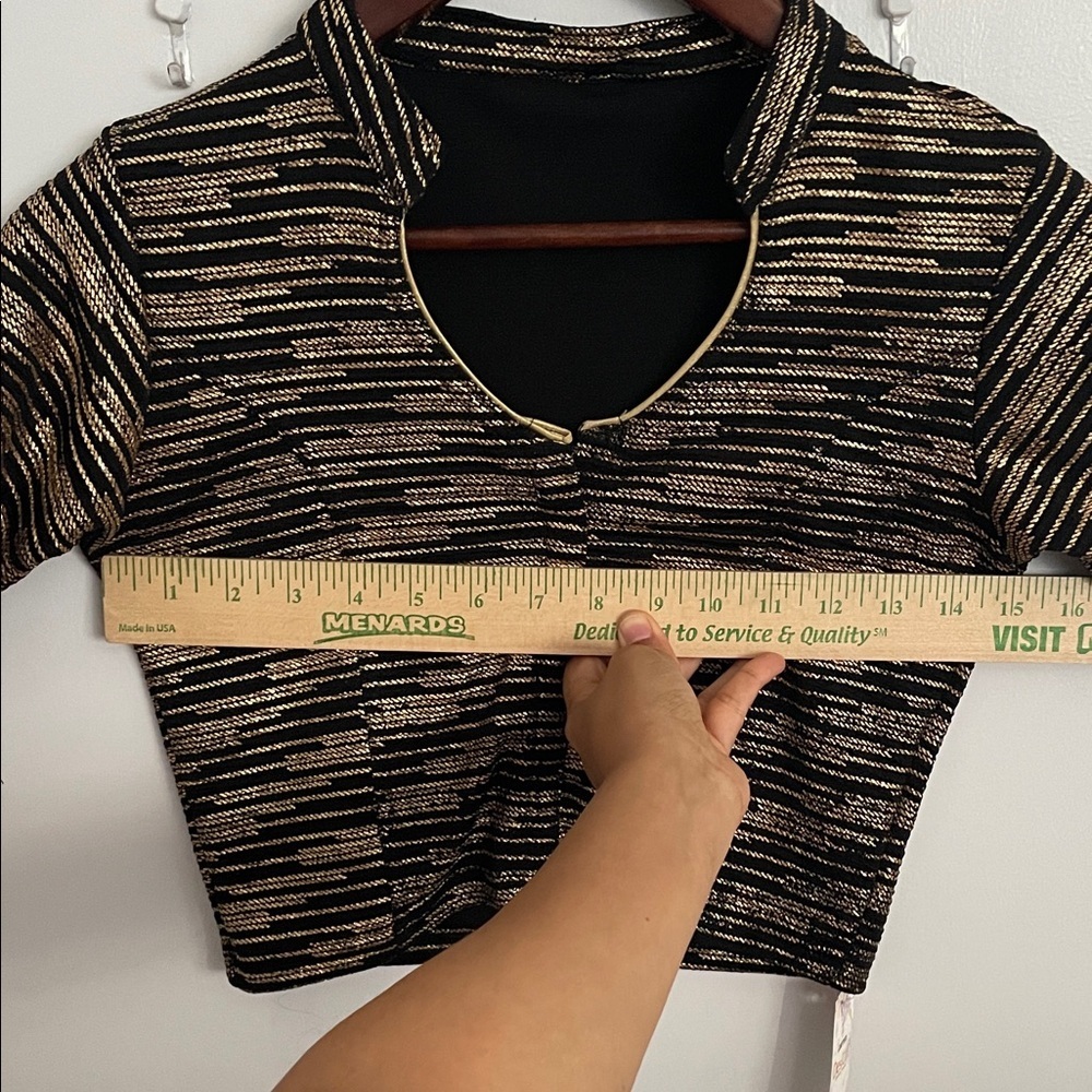Black and Gold Striped Women's Top - Picture 10 of 11
